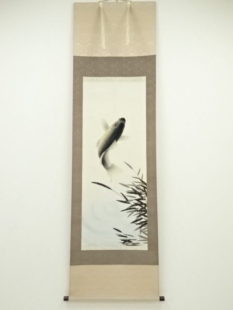 JAPANESE HANGING SCROLL / HAND PAINTED / CARP